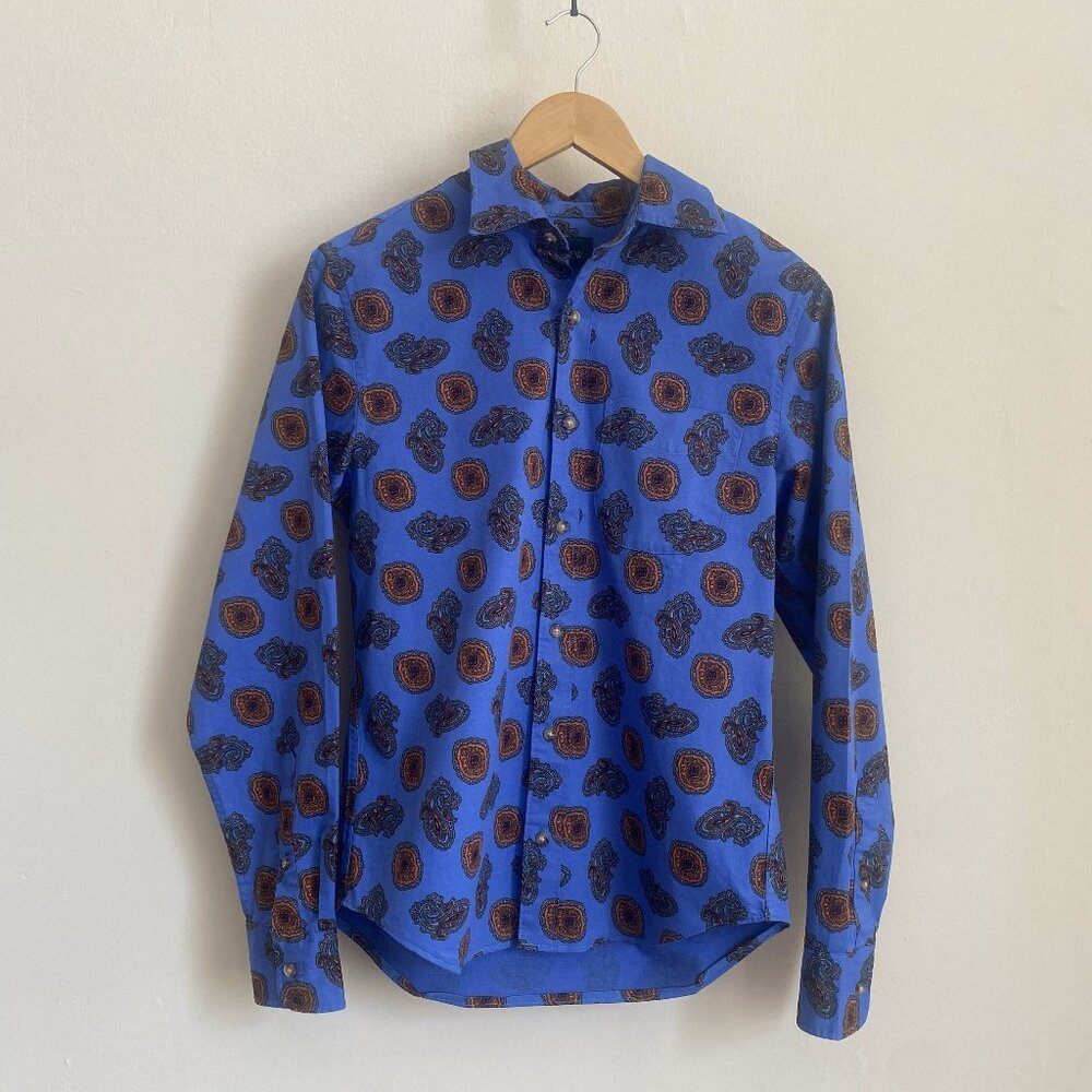 J. Crew Blue Paisley Design Button Down - Extra Small (XS) - Cotton